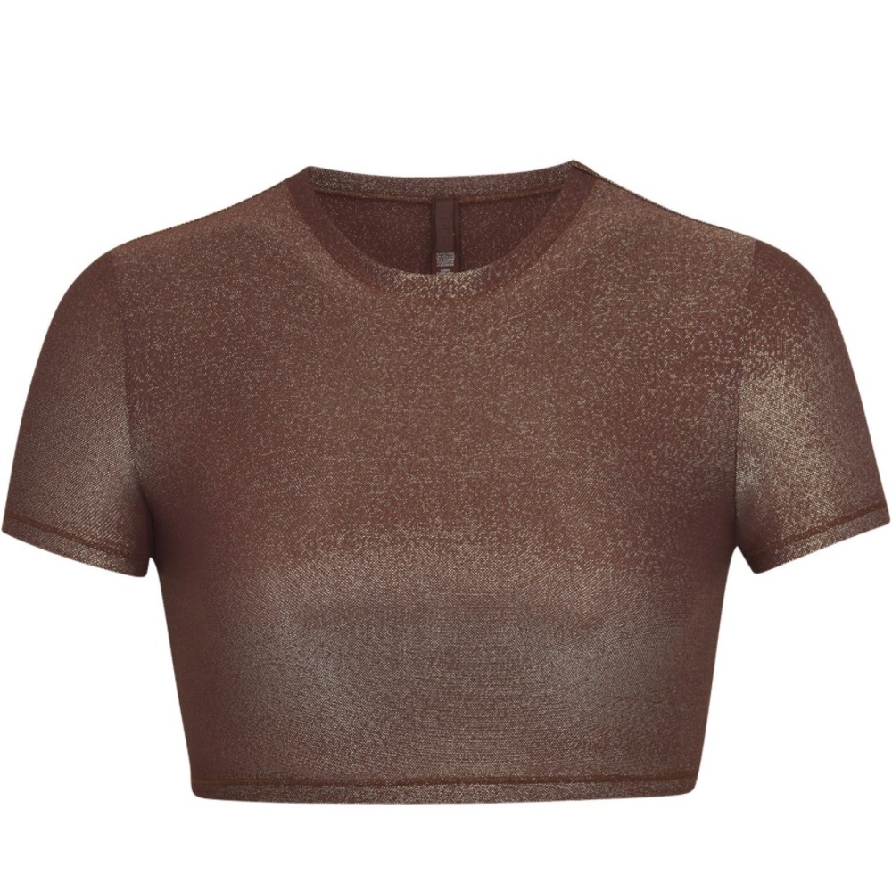 SKIMS SHIMMER CROPPED T-SHIRT